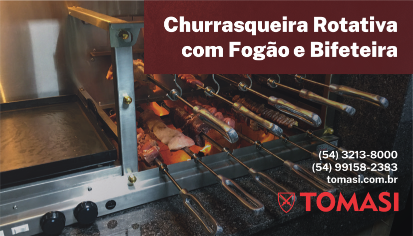 CHURRASQUEIRA ROTATIVA C/ FOGÃO E BIFEITEIRA - TOMASI